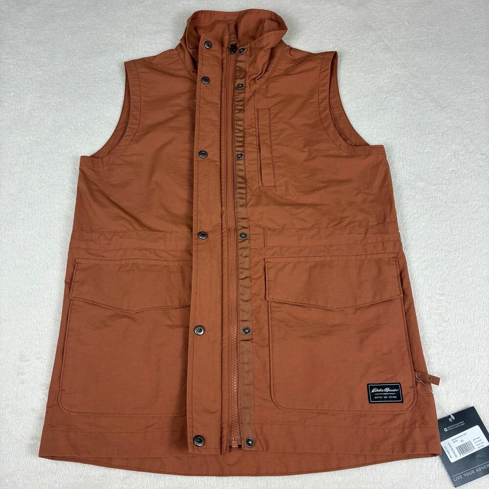 NWT Eddie Bauer EB Trekker Vest Cocoa Brown Full Snap Utility Vest Size XS - Picture 8 of 12